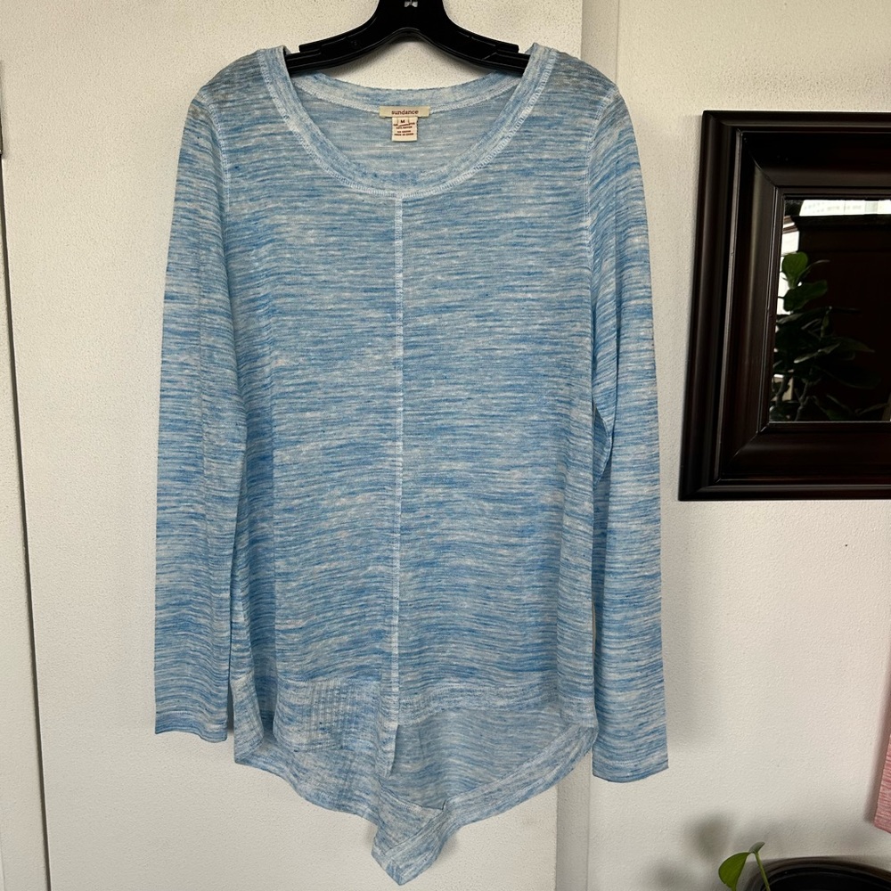 Sundance| Blue & White Marbled Summer Tunic/Sweater w/Shark Bite Hem size Medium